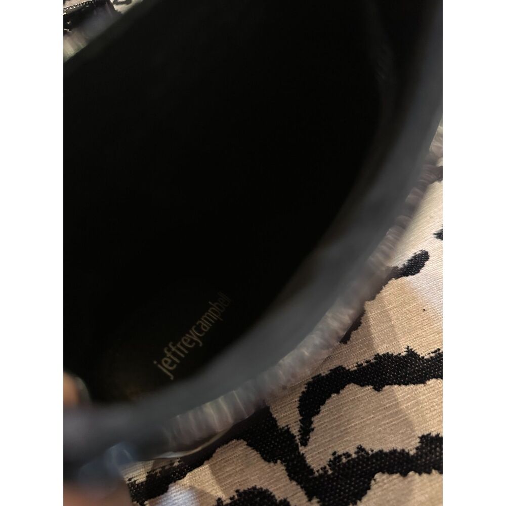 Jeffrey Campbell Black Patent Leather Cantilever Cutout Heel Ankle Boots 8.5